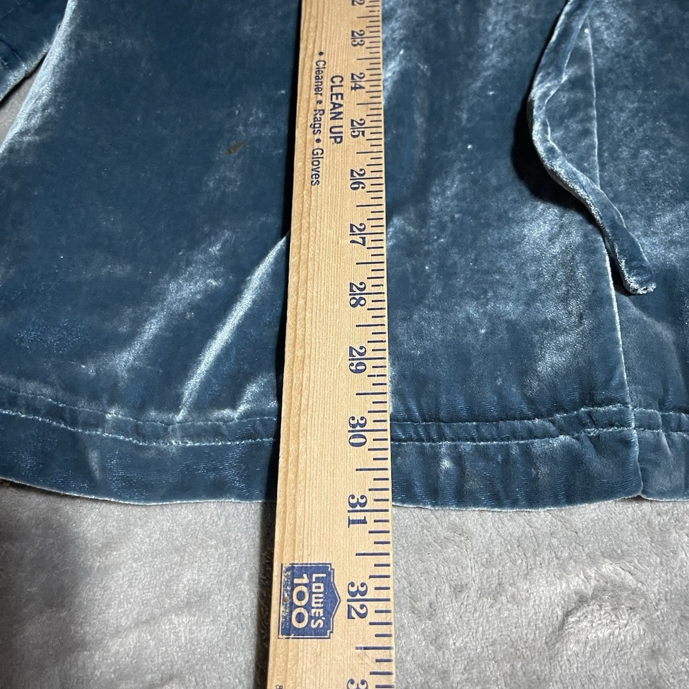 J Jill Jacket Womens Small Blue Crushed Velvet Button Front Hooded Cinch Anorak - Picture 3 of 6